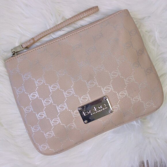 Bebe Alexis Pink Wristlet Silver Tone Clutch - Picture 4 of 10